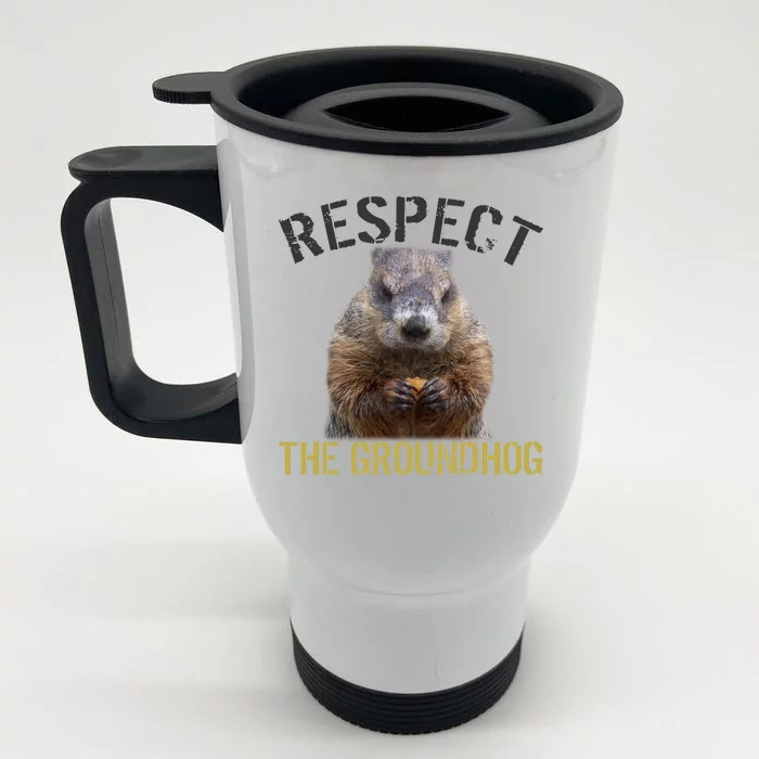 Respect The Groundhog Front & Back Stainless Steel Travel Mug