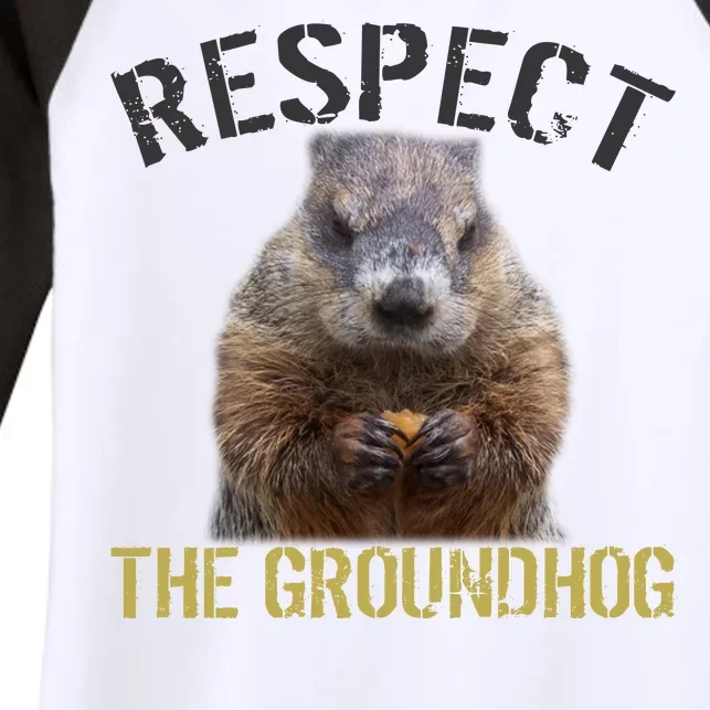 Respect The Groundhog Women's Tri-Blend 3/4-Sleeve Raglan Shirt