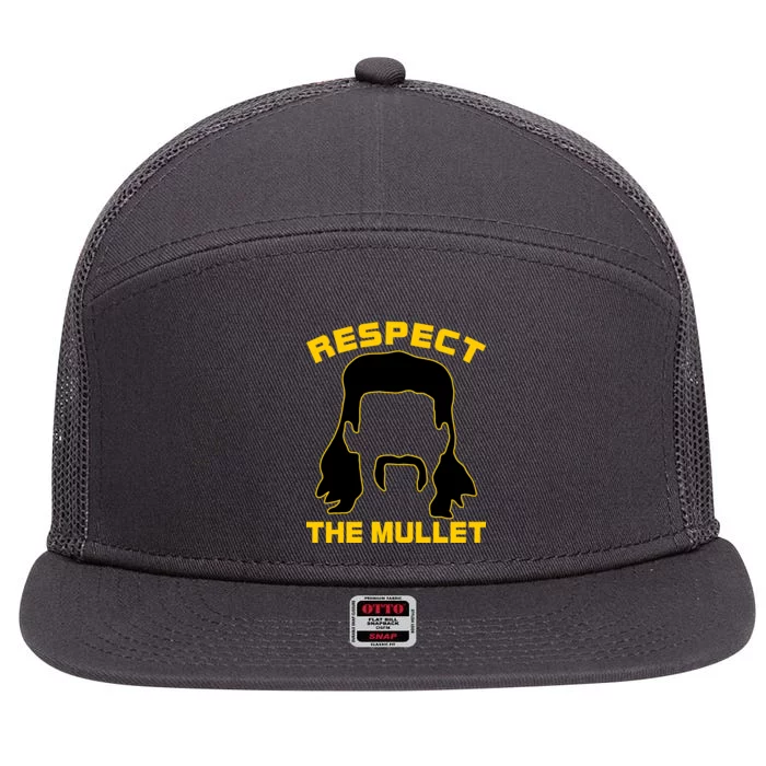 Respect The Mullet Hair Game 7 Panel Mesh Trucker Snapback Hat