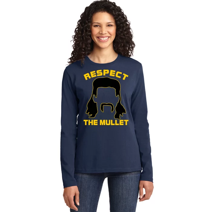 Respect The Mullet Hair Game Ladies Long Sleeve Shirt