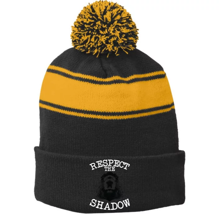 Respect The Shadow Groundhog Stripe Pom Pom Beanie