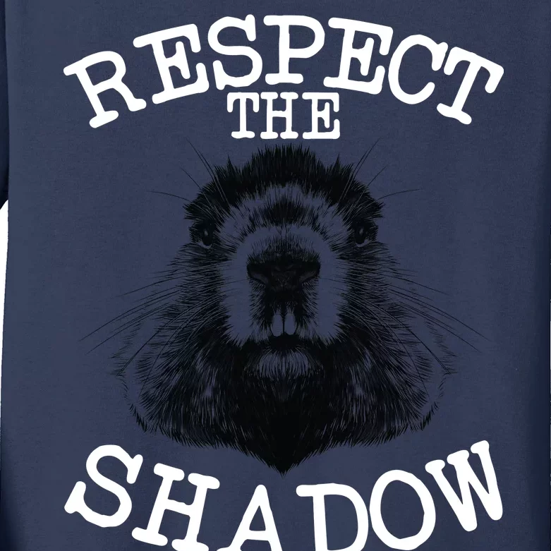 Respect The Shadow Groundhog Kids Long Sleeve Shirt