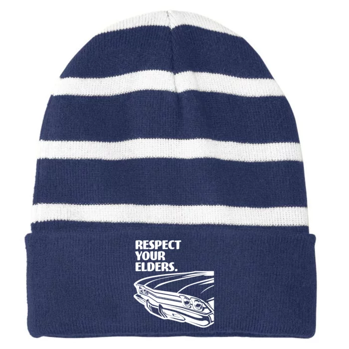 Respect Your Elders Vintage Classic Cars Striped Beanie with Solid Band