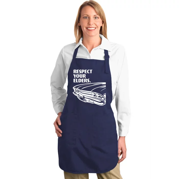 Respect Your Elders Vintage Classic Cars Full-Length Apron With Pocket