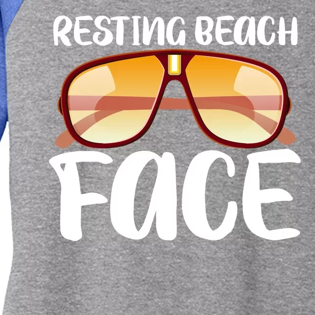 Resting Beach Face Summer Shades Women's Tri-Blend 3/4-Sleeve Raglan Shirt