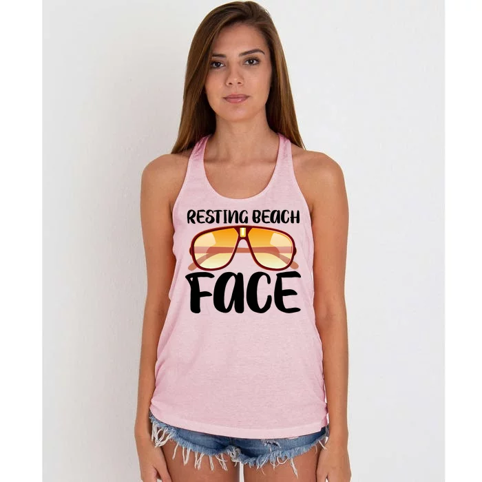 Resting Beach Face Summer Shades Women's Knotted Racerback Tank