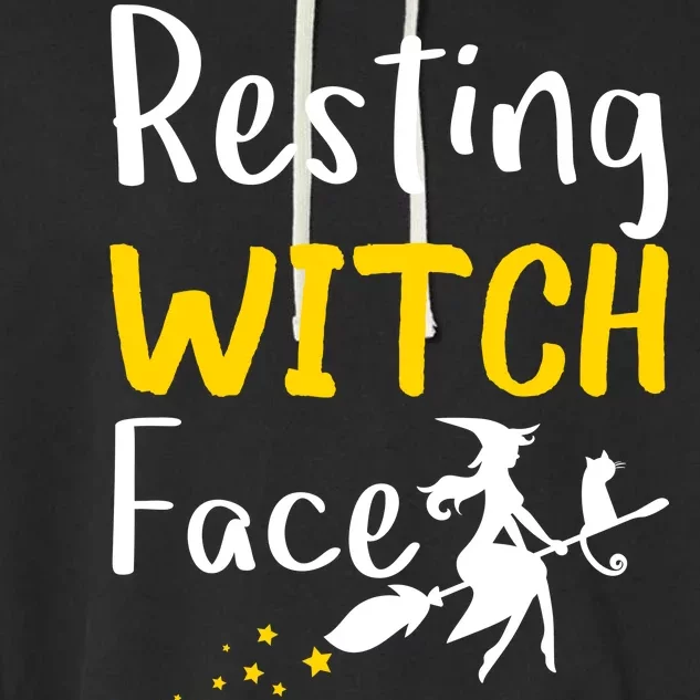 Resting Witch Face Garment-Dyed Fleece Hoodie