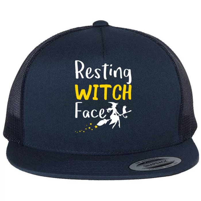 Resting Witch Face Flat Bill Trucker Hat