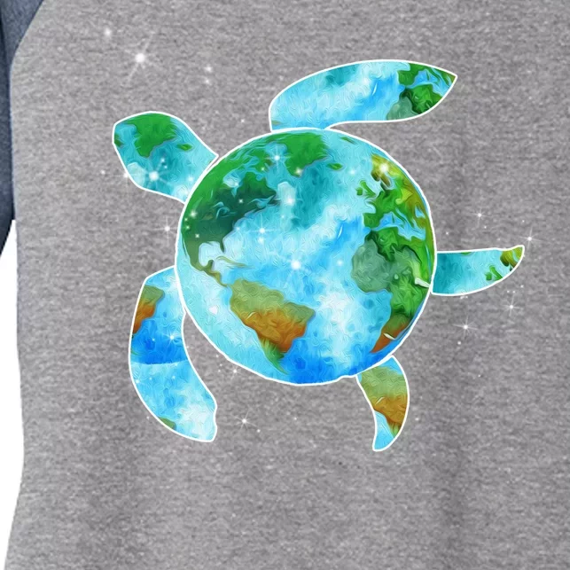 Restore Earth Sea Turtle Art Save The Planet Women's Tri-Blend 3/4-Sleeve Raglan Shirt