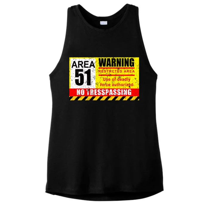 Restricted Area 51 No Trespassing Funny Ladies Tri-Blend Wicking Tank