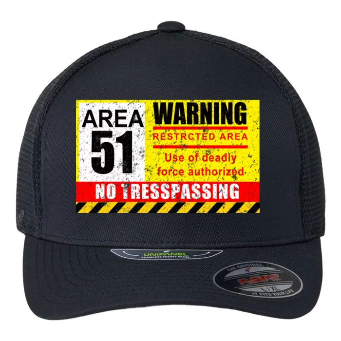 Restricted Area 51 No Trespassing Funny Flexfit Unipanel Trucker Cap