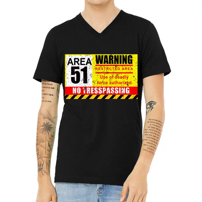 Restricted Area 51 No Trespassing Funny V-Neck T-Shirt