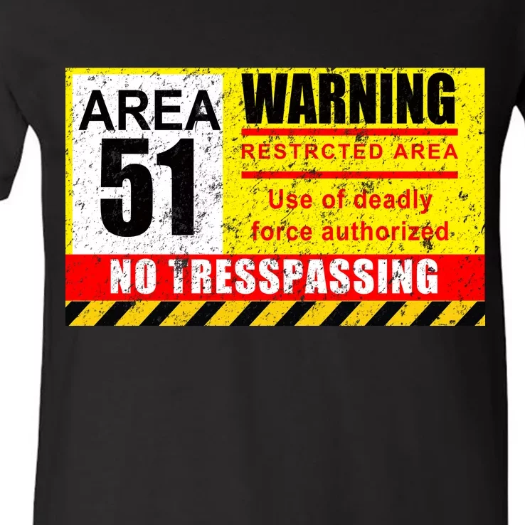 Restricted Area 51 No Trespassing Funny V-Neck T-Shirt