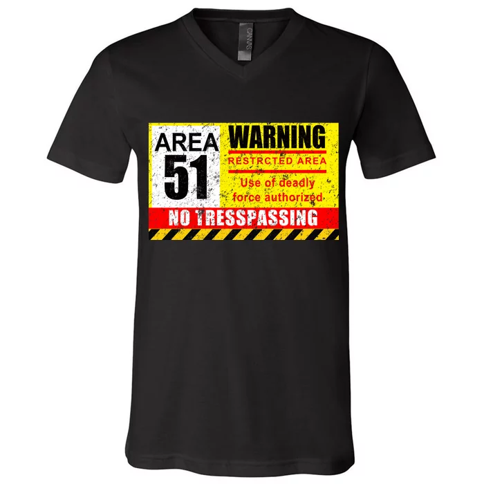 Restricted Area 51 No Trespassing Funny V-Neck T-Shirt