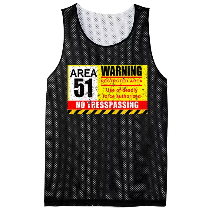 Restricted Area 51 No Trespassing Funny Mesh Reversible Basketball Jersey Tank