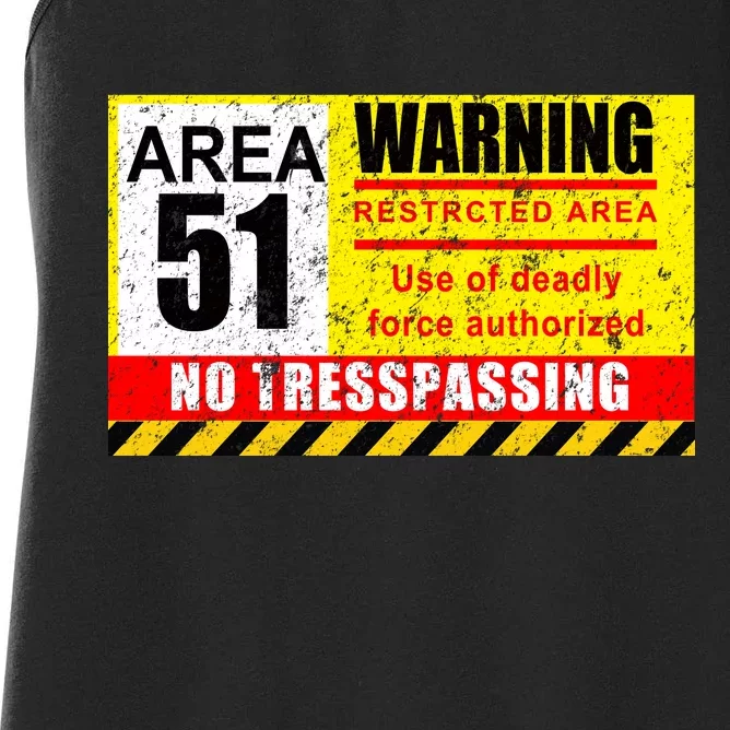 Restricted Area 51 No Trespassing Funny Women's Racerback Tank