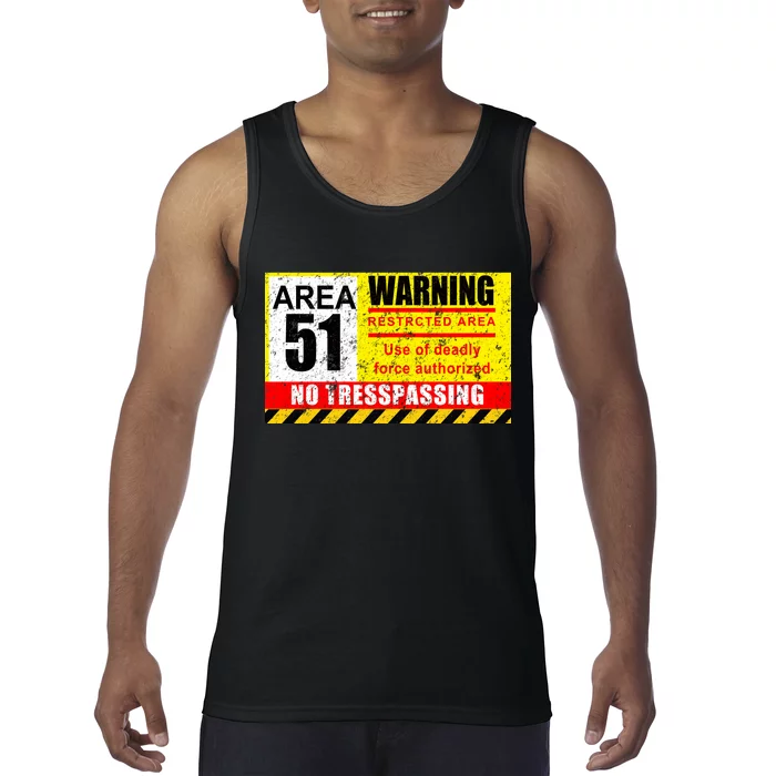 Restricted Area 51 No Trespassing Funny Tank Top