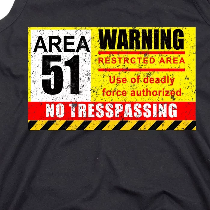 Restricted Area 51 No Trespassing Funny Tank Top