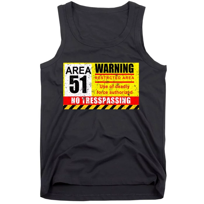 Restricted Area 51 No Trespassing Funny Tank Top