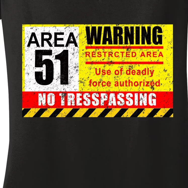 Restricted Area 51 No Trespassing Funny Women's V-Neck T-Shirt