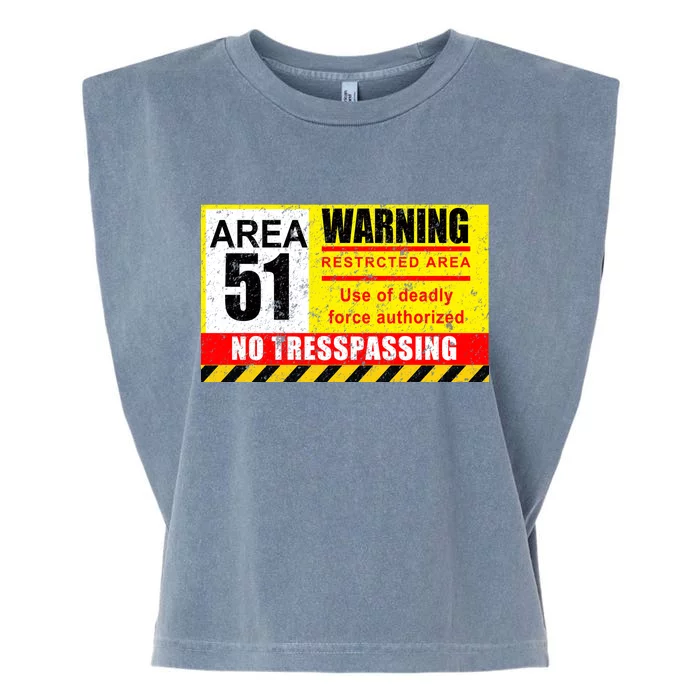 Restricted Area 51 No Trespassing Funny Garment-Dyed Women's Muscle Tee