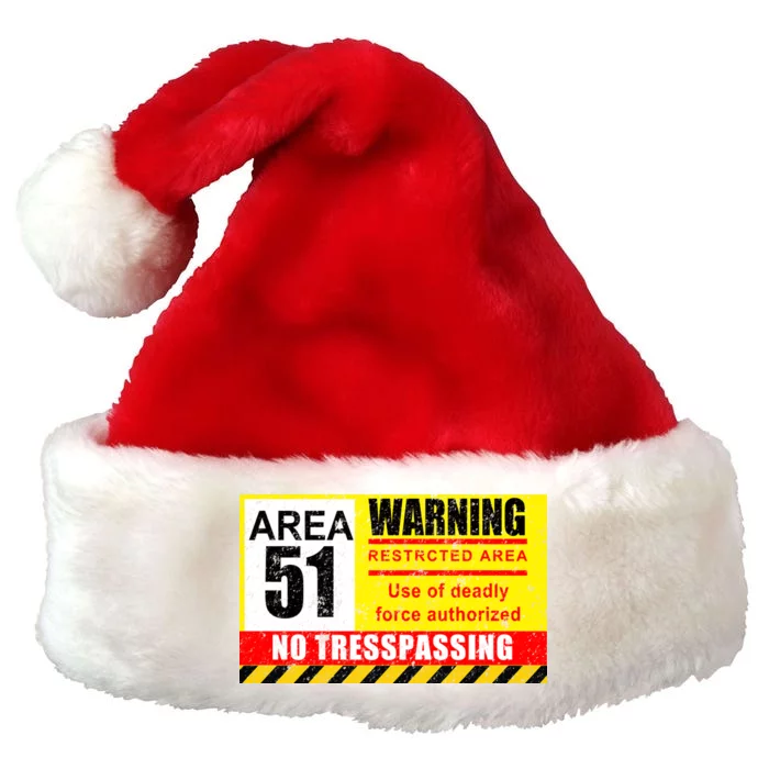 Restricted Area 51 No Trespassing Funny Premium Christmas Santa Hat