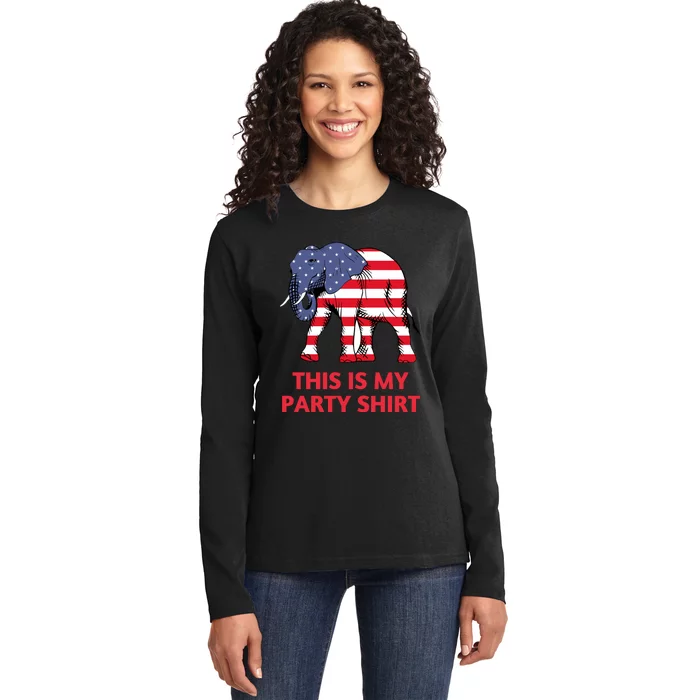 Republican Elephant This Is My Party Ladies Long Sleeve Shirt