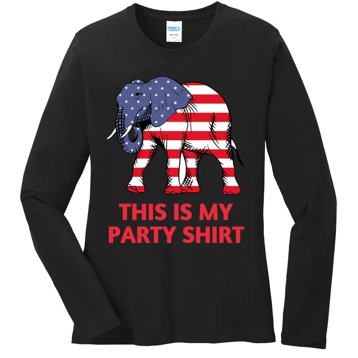 Republican Elephant This Is My Party Ladies Long Sleeve Shirt