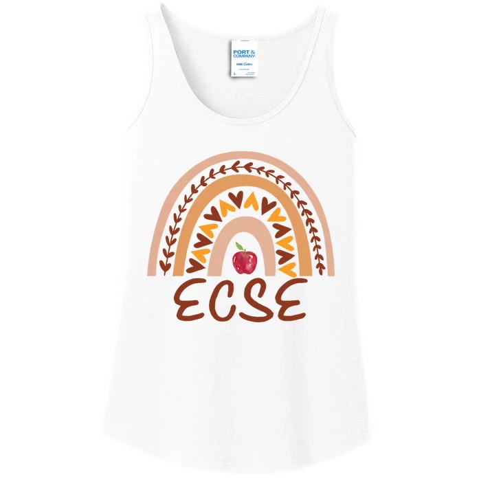 Rainbow Ecse Team Back To School Appreciation Fall Ladies Essential Tank