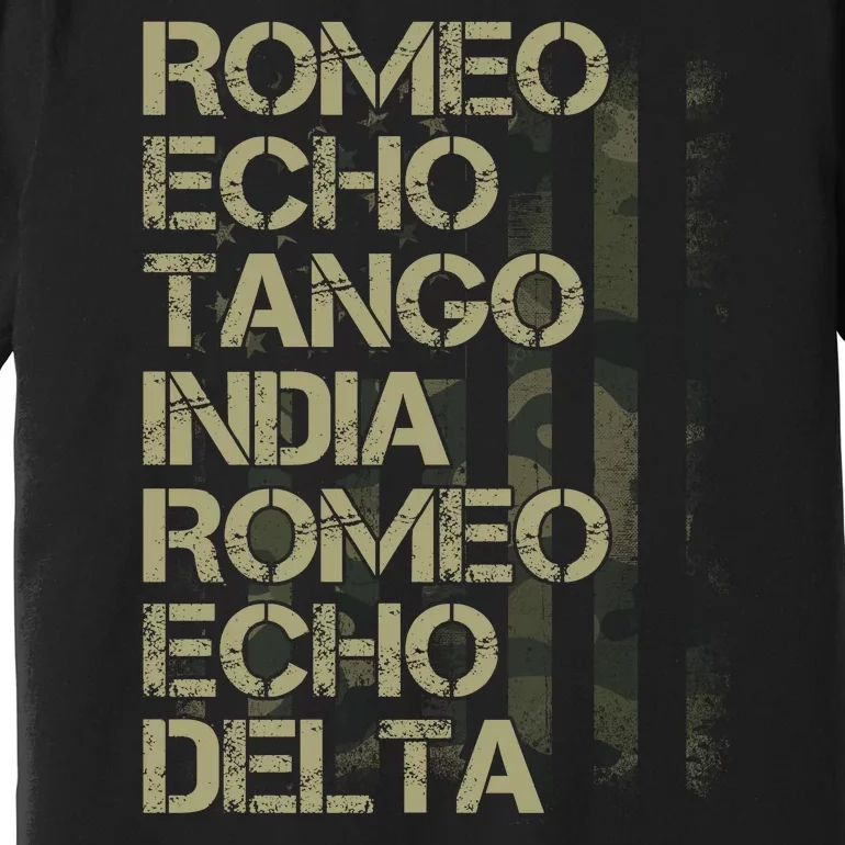 Romeo Echo Tango India Romeo Echo Delta American Flag Grunge Military Premium T-Shirt