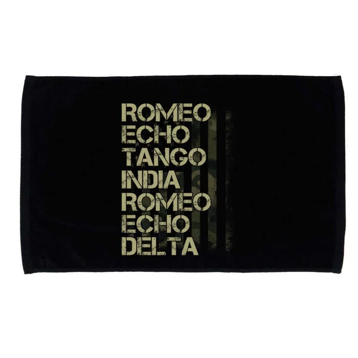 Romeo Echo Tango India Romeo Echo Delta American Flag Grunge Military Microfiber Hand Towel