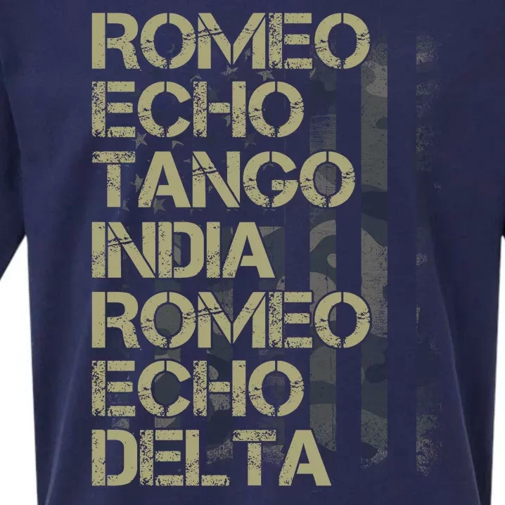 Romeo Echo Tango India Romeo Echo Delta American Flag Grunge Military Sueded Cloud Jersey T-Shirt