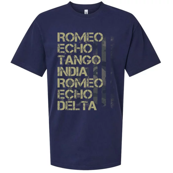 Romeo Echo Tango India Romeo Echo Delta American Flag Grunge Military Sueded Cloud Jersey T-Shirt