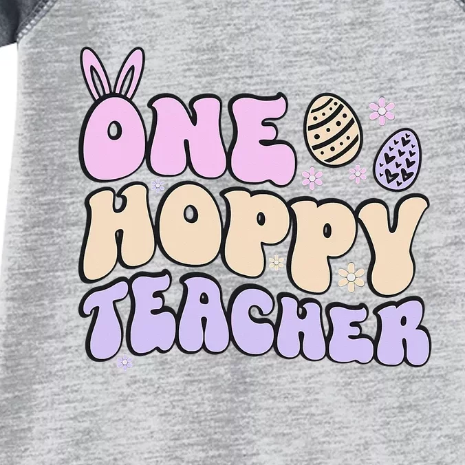 Retro Easter Teacher Cute  Teachers One Hoppy Teacher Infant Baby Jersey Bodysuit