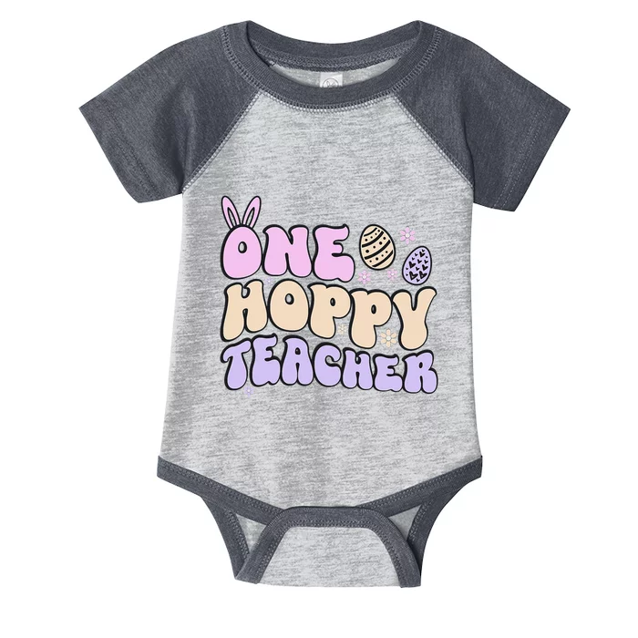 Retro Easter Teacher Cute  Teachers One Hoppy Teacher Infant Baby Jersey Bodysuit