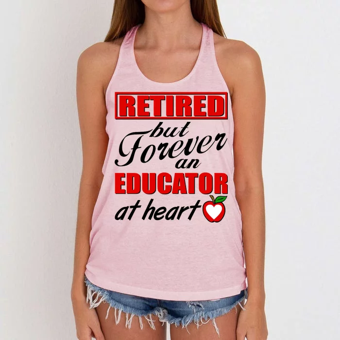 Retired But Forever An Educator At Heart Women's Knotted Racerback Tank