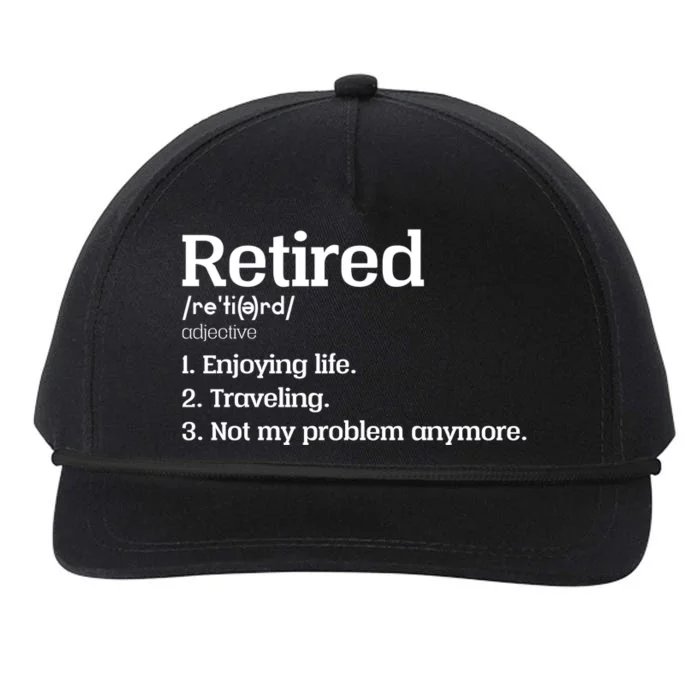 Retired Definition Funny Snapback Five-Panel Rope Hat