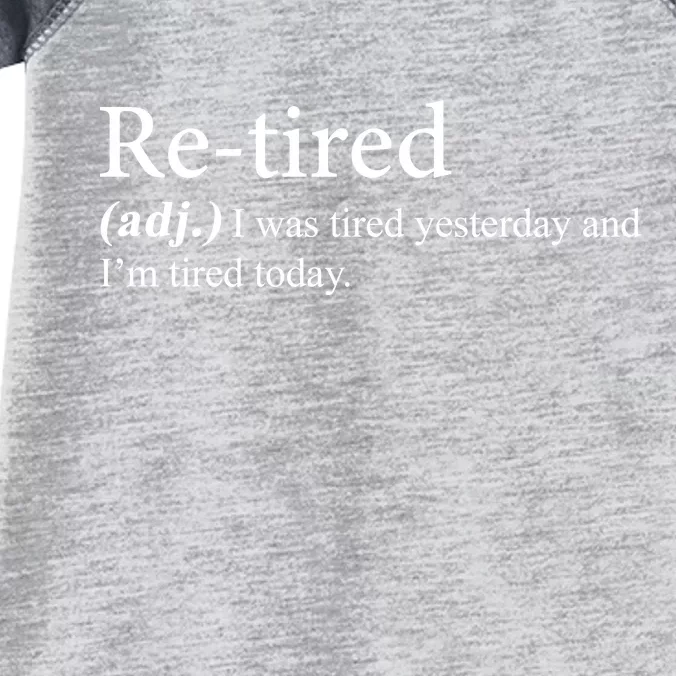 Retired I was Tired Yesterday And I'm Tired Today Infant Baby Jersey Bodysuit