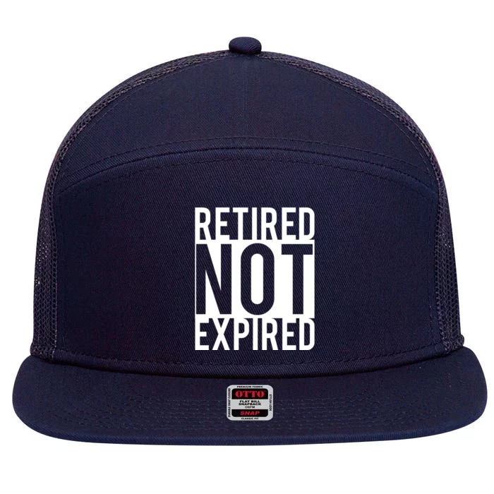 Retired Not Expired Funny 7 Panel Mesh Trucker Snapback Hat