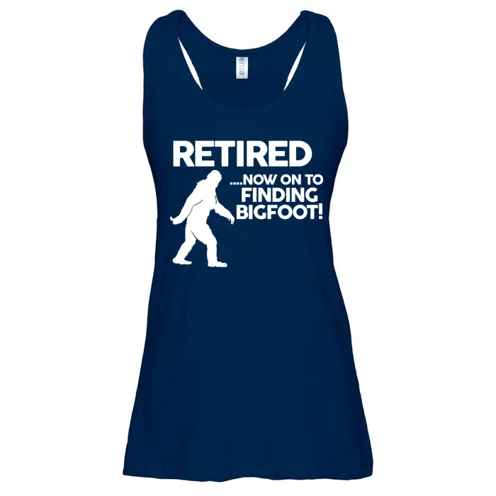 Retired Now On To Finding Bigfoot Ladies Essential Flowy Tank