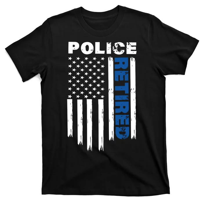 Retired Police Blue Flag T-Shirt