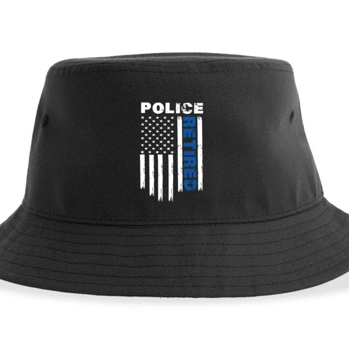 Retired Police Blue Flag Sustainable Bucket Hat