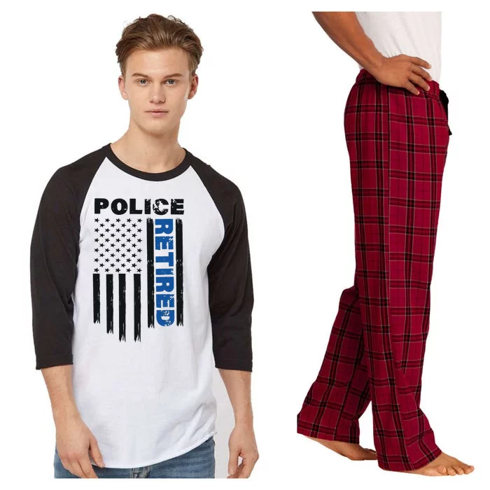 Retired Police Blue Flag Raglan Sleeve Pajama Set