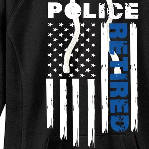 Retired Police Blue Flag Women's Fleece Hoodie