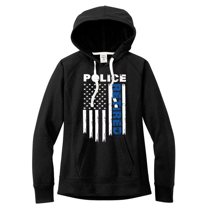 Retired Police Blue Flag Women's Fleece Hoodie