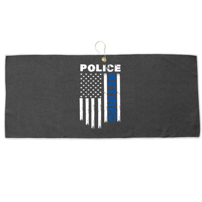 Retired Police Blue Flag Large Microfiber Waffle Golf Towel