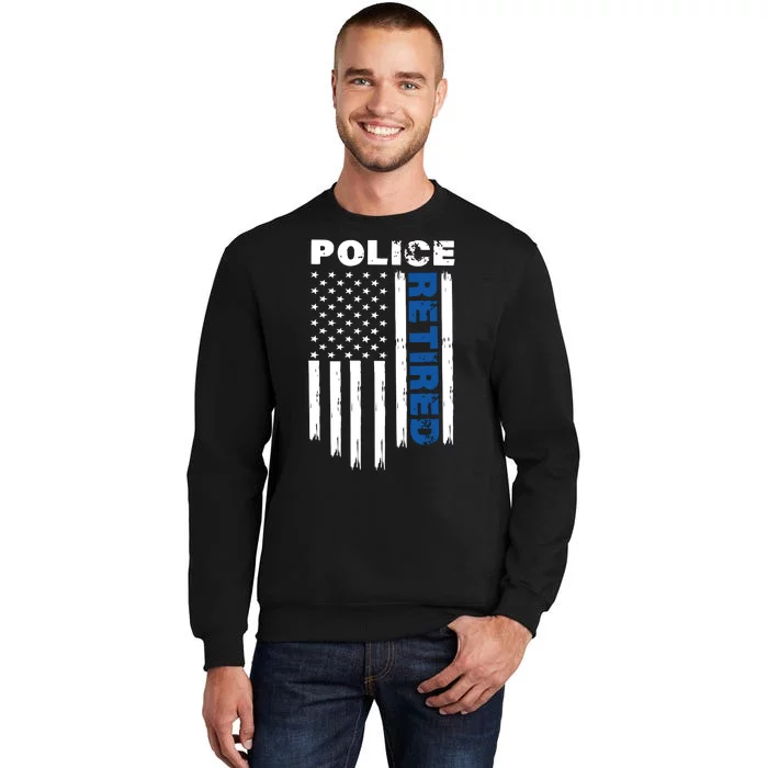 Retired Police Blue Flag Tall Sweatshirt