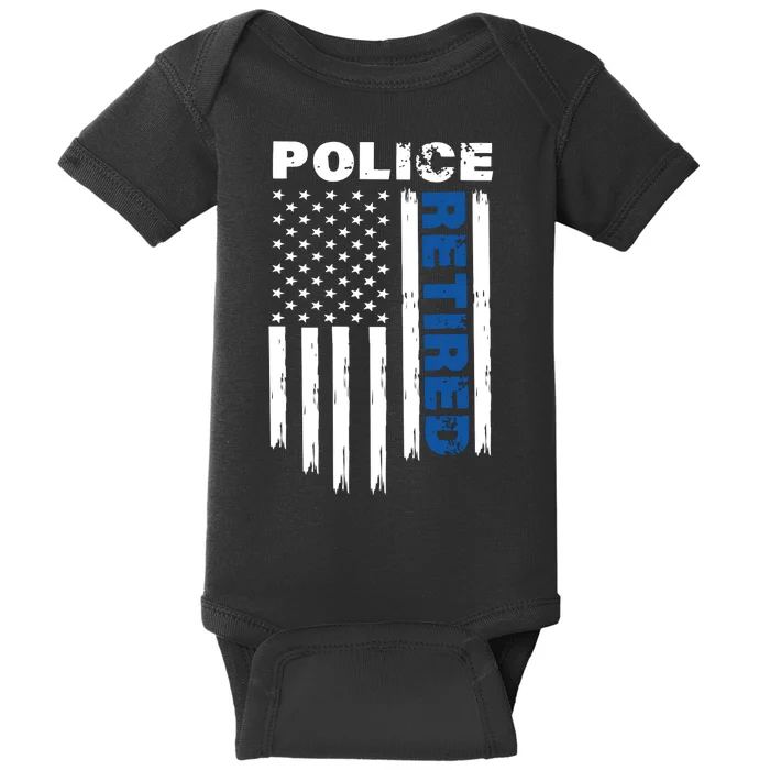 Retired Police Blue Flag Baby Bodysuit