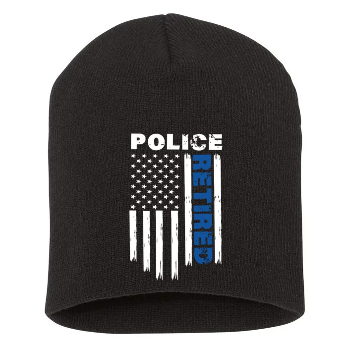 Retired Police Blue Flag Short Acrylic Beanie