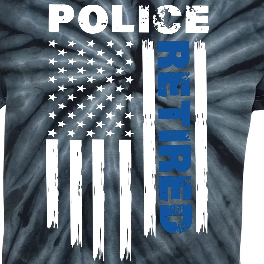 Retired Police Blue Flag Kids Tie-Dye T-Shirt